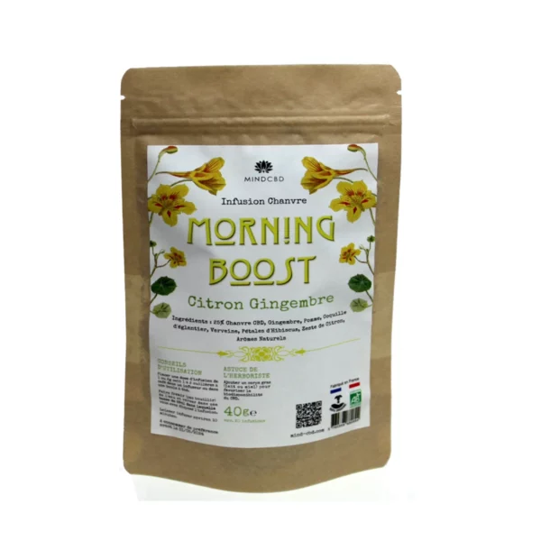 Infusion Citron Gingembre, Morning Boost, Fleur de Chanvre CBD (25%), 40g