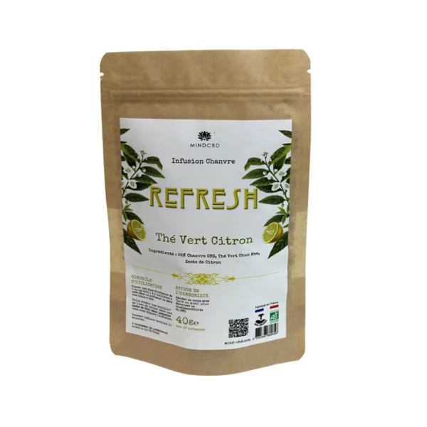 Thé Vert Citron, Refresh, Fleur de Chanvre CBD (25%), 40g